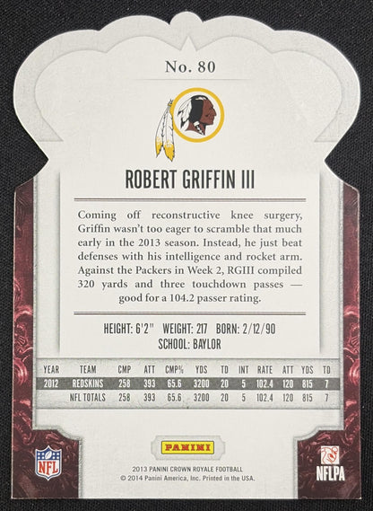 Robert Griffin III 2013 Panini Crown Royale Red Die Cut Crown/99 Washington Redskins