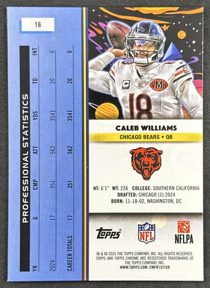 Caleb Williams 2025 Topps Cosmic Chrome Bears back