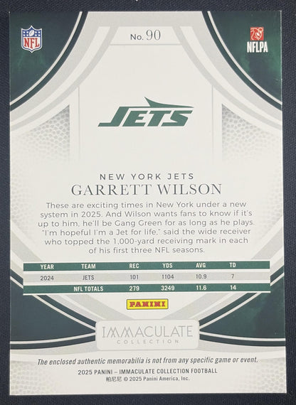 Garrett Wilson 2025 Panini Immaculate Collection Red /75 Jets Sports Trading Card