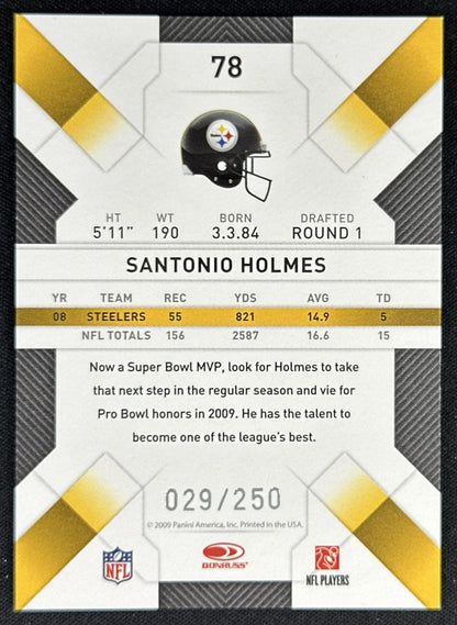 Santonio Holmes 2009 Panini Donruss Threads Silver Holofoil /250 Steelers