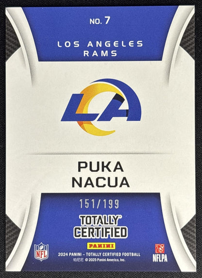 Puka Nacua 2024 Panini Totally Certified Sunday Special Blue /199 Rams