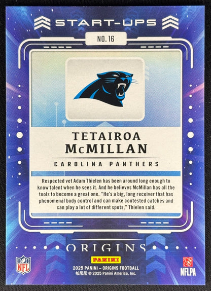 Tetairoa McMillan 2025 Origins Start-Ups Panthers Sports Trading Cards