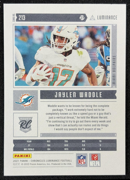 Jaylen Waddle 2021 Panini Chronicles Luminance Update Rookies Dolphins