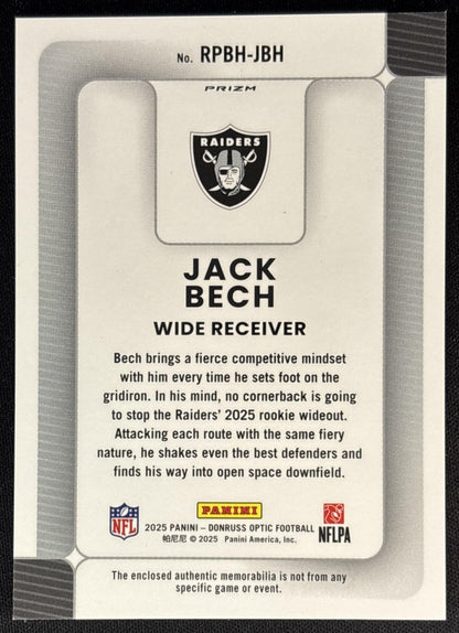Jack Bech 2025 Panini Donruss Optic Rookie Phenoms Blue Hyper Prizm Raiders