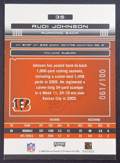 Rudi Johnson 2006 Playoff Absolute Memorabilia Spectrum Silver /100 Bengals
