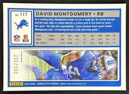 David Montgomery 2025 Panini Donruss Optic Wave Prizm /300 Lions