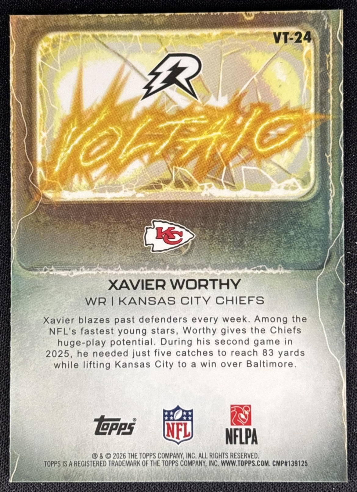 Xavier Worthy 2025 Topps Resurgence Voltaic Chiefs