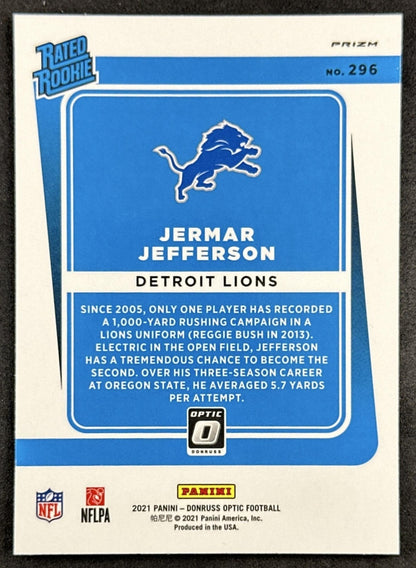 Jermar Jefferson 2021 Panini Donruss Optic Bronze Lions Back