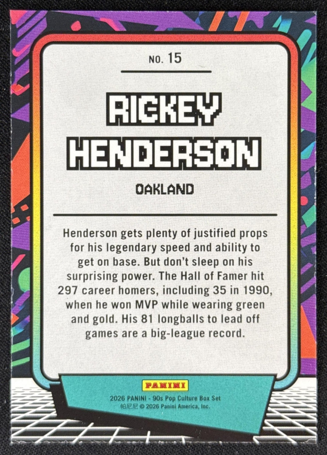 Rickey Henderson 2026 Panini 90s Pop Culture Sports Trading Card