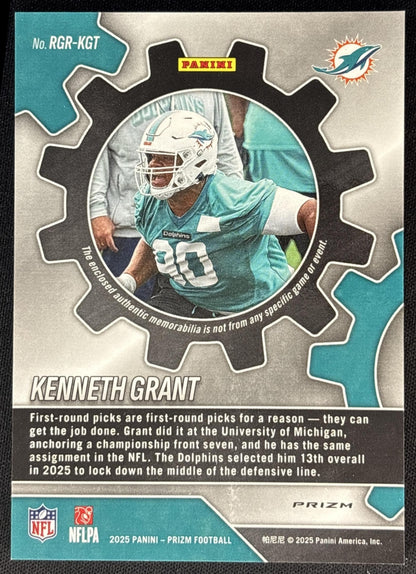 Kenneth Grant 2025 Panini Prizm Rookie Gear Neon Green Pulsar Dolphins