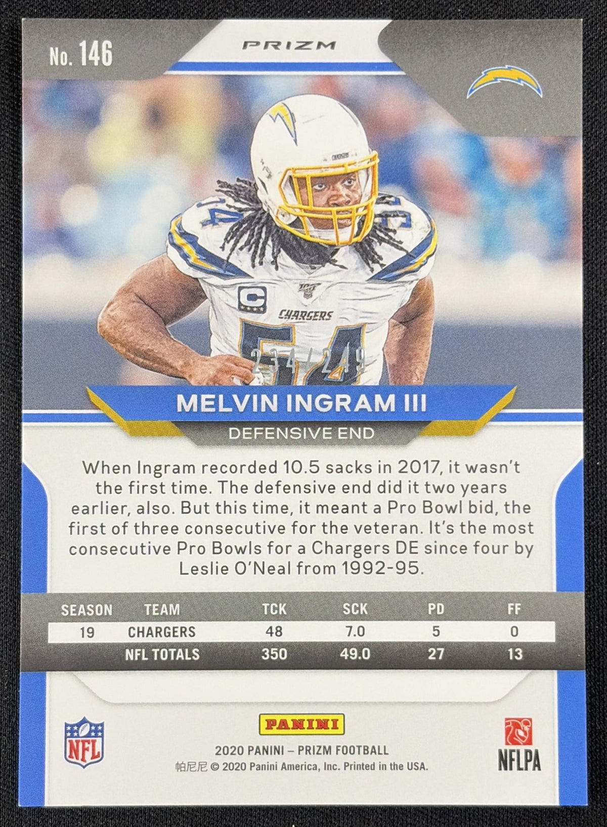 Melvin Ingram III 2020 Panini Prizm Orange /249 Chargers