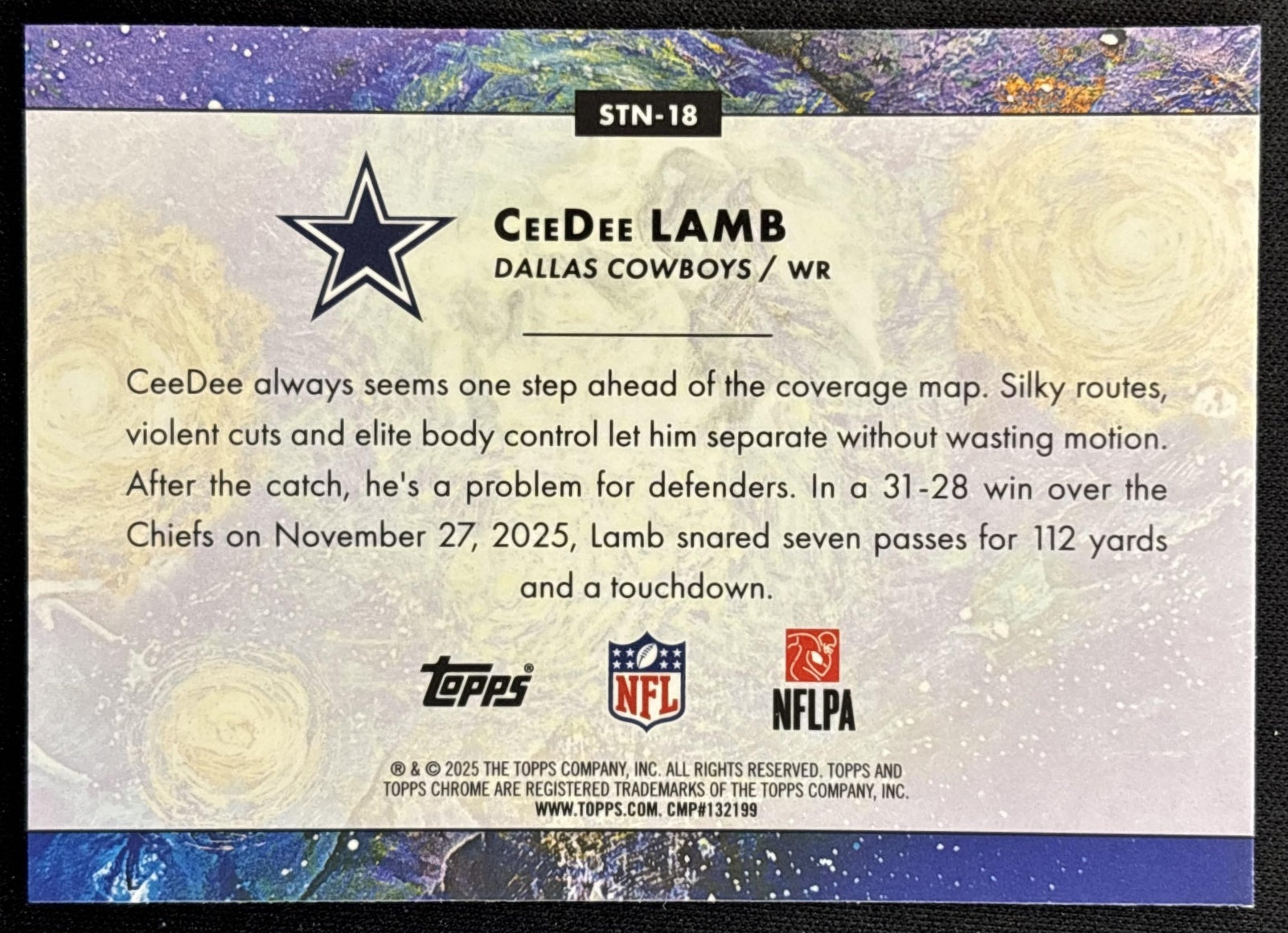 CeeDee Lamb 2025 Topps Cosmic Chrome Stars In The Night Cowboys back