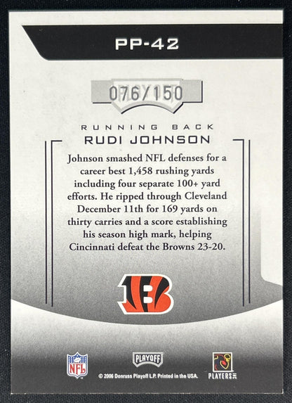 Rudi Johnson 2005 Playoff Prestige Prestigious Pros Red /150 Bengals back