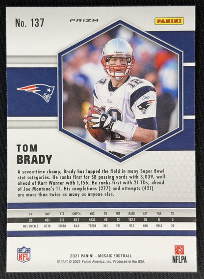 Tom Brady 2021 Panini Mosaic Prizm Red Patriots back