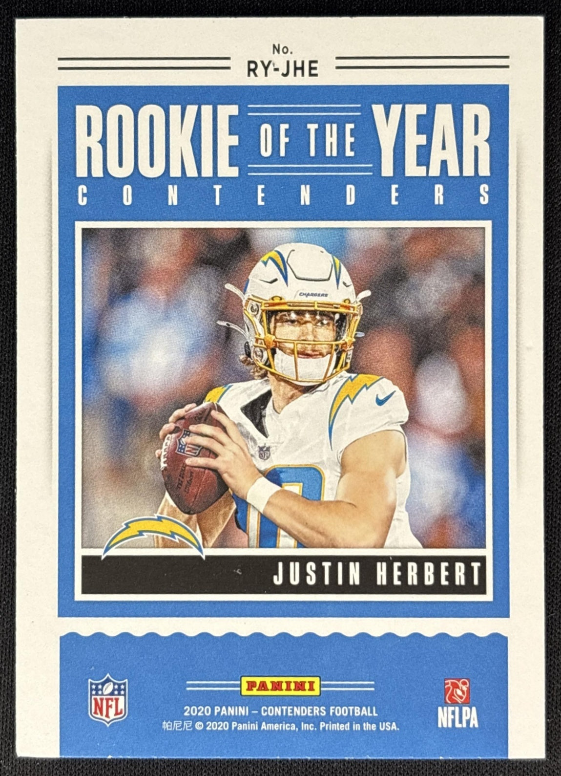 Justin Herbert 2020 Panini Contenders Rookie of the Year Chargers Sports Trading Cards