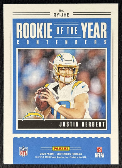 Justin Herbert 2020 Panini Contenders Rookie of the Year Chargers Sports Trading Cards