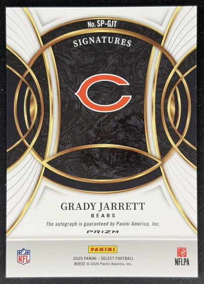 Grady Jarrett 2025 Panini Select Signatures Silver Prizm Bears back