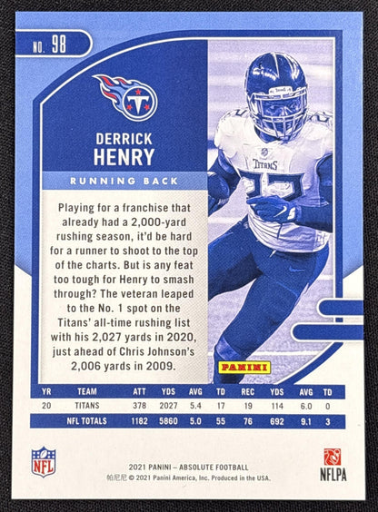 Derrick Henry 2021 Panini Absolute Red Squares /499 Titans