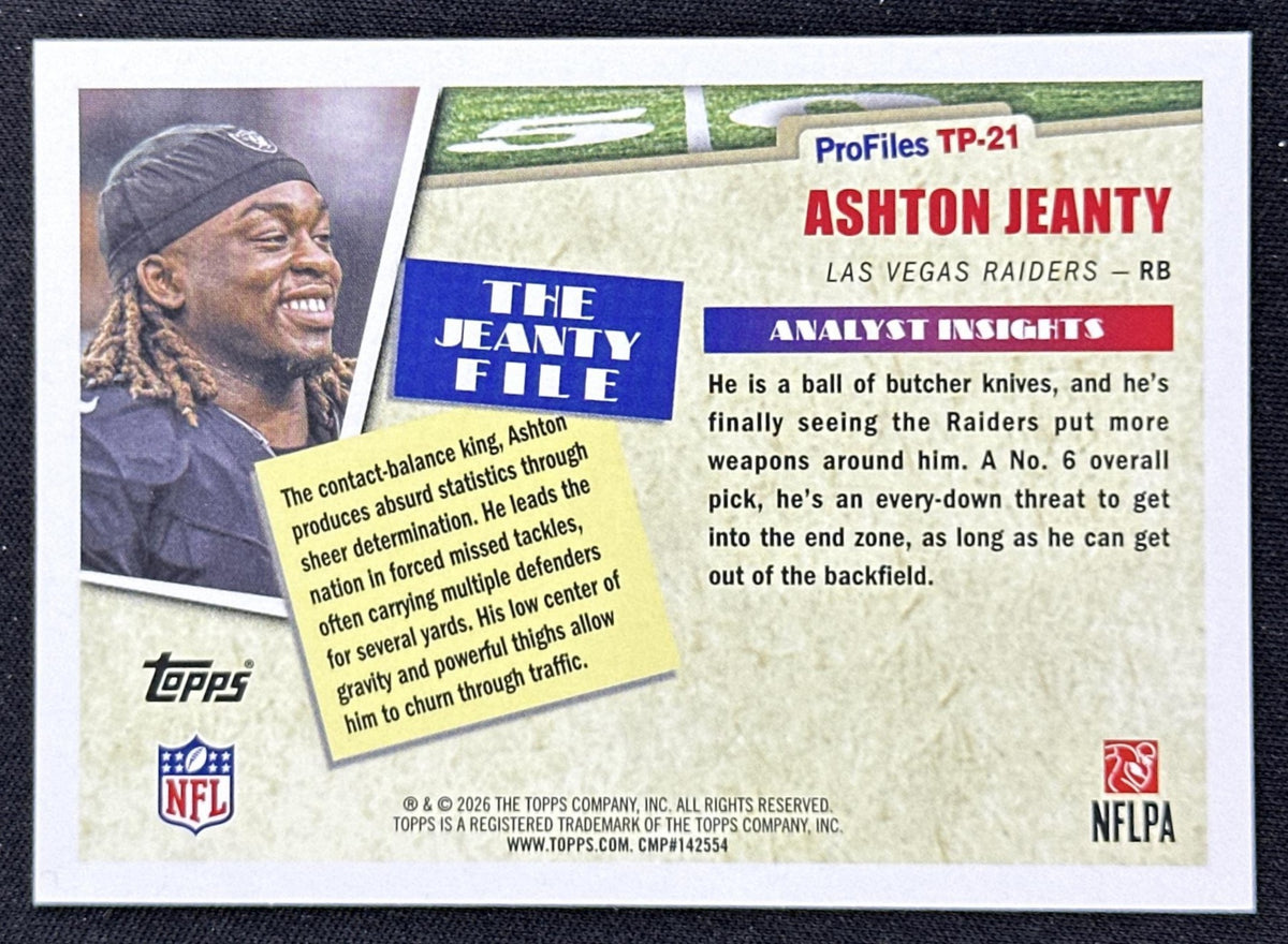 Ashton Jeanty 2026 Topps Flagship Profiles Raiders