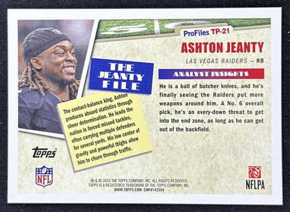 Ashton Jeanty 2026 Topps Flagship Profiles Raiders
