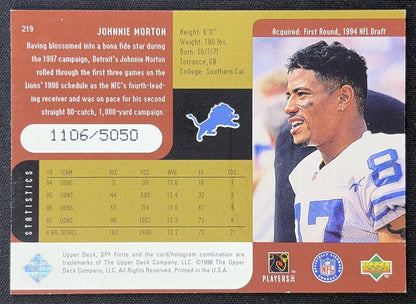 Johnnie Morton 1998 SPx Finite Radiance /5050 Lions
