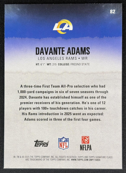 Davante Adams 2025 Topps Signature Class Veteran Red & Black Foil Rams back