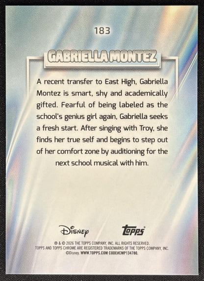 Gabriella Montez 2026 Topps Chrome Disney X-Fractor High School Musical back