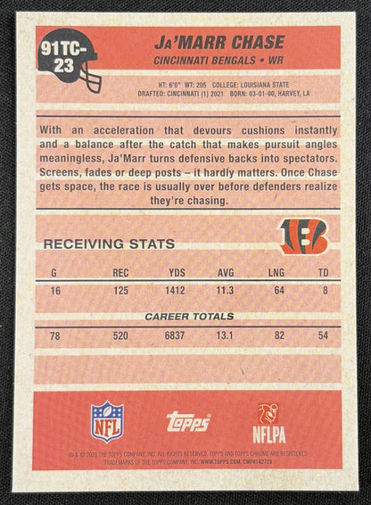 Ja'Marr Chase 2026 Topps 1991 Chrome Mojo Refractor Bengals back
