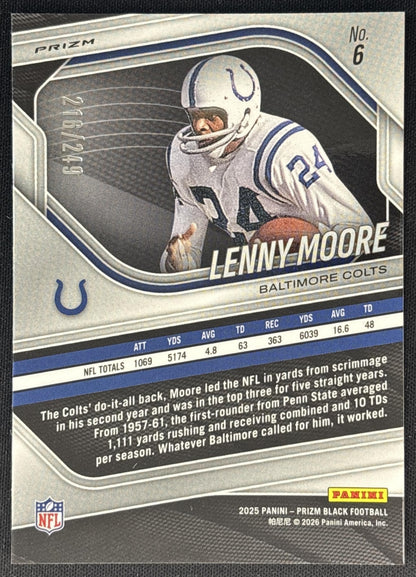 Lenny Moore 2025 Panini Prizm Black Skewed /249 Colts back