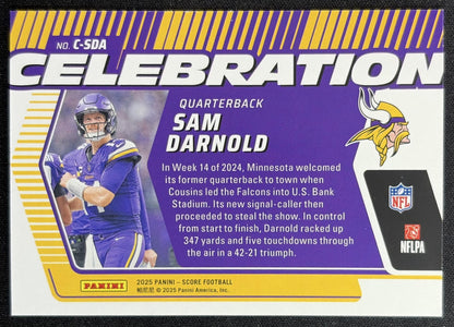 Sam Darnold 2025 Panini Score Celebration Gold Vikings Sports Trading Cards