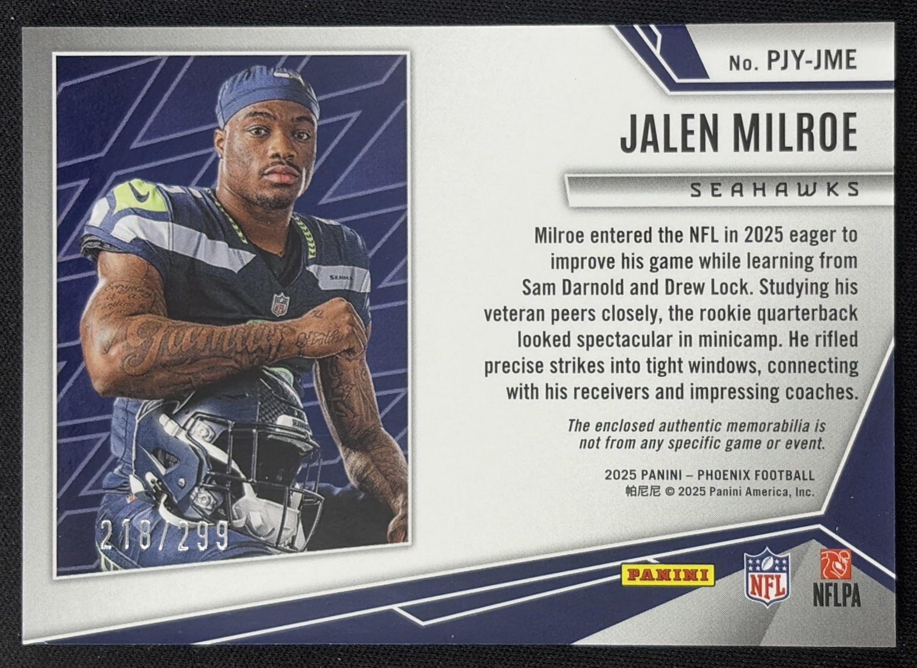Jalen Milroe 2025 Panini Phoenix Rookie Phenom Jersey Red Prizm /299 Seahawks