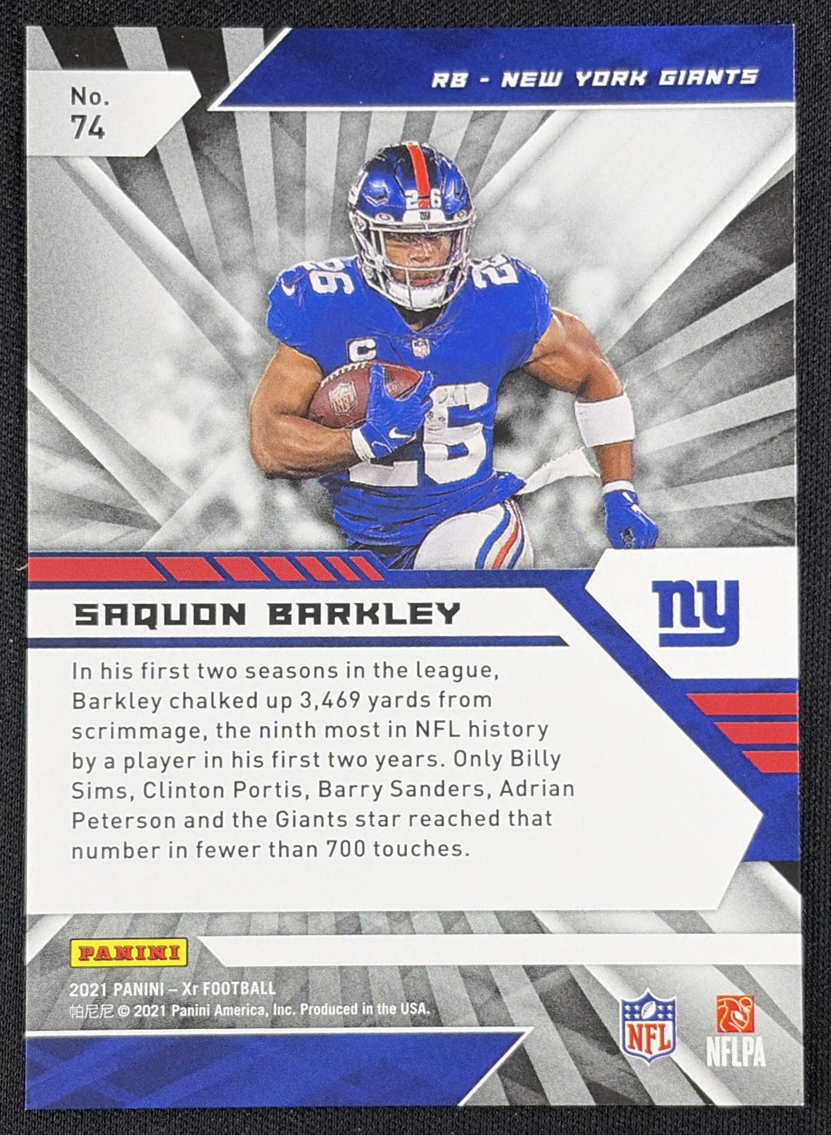Saquon Barkley 2021 Panini XR Red /249 Giants