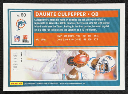 Daunte Culpepper 2025 Panini Donruss Optic Wave Prizm /300 Dolphins back