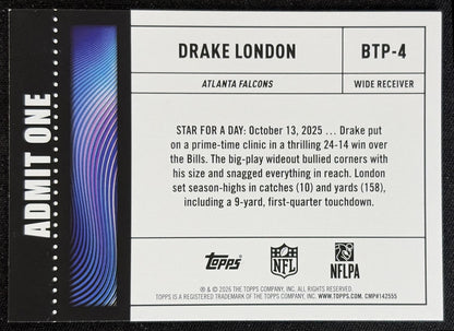 Drake London 2026 Topps Big Ticket Players Falcons back