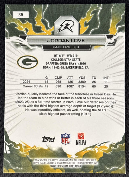 Jordan Love 2025 Topps Resurgence Packers Green Bay Packers back