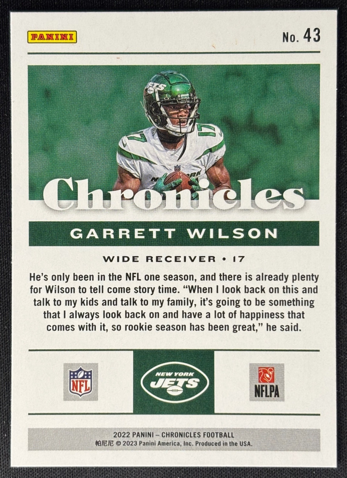 Garrett Wilson 2022 Chronicles Orange Jets