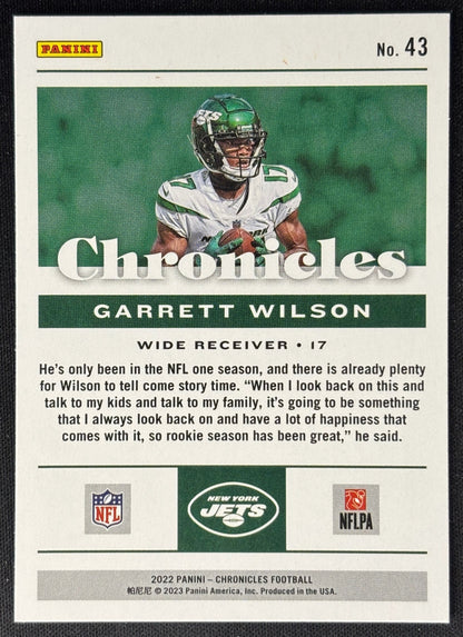 Garrett Wilson 2022 Chronicles Orange Jets