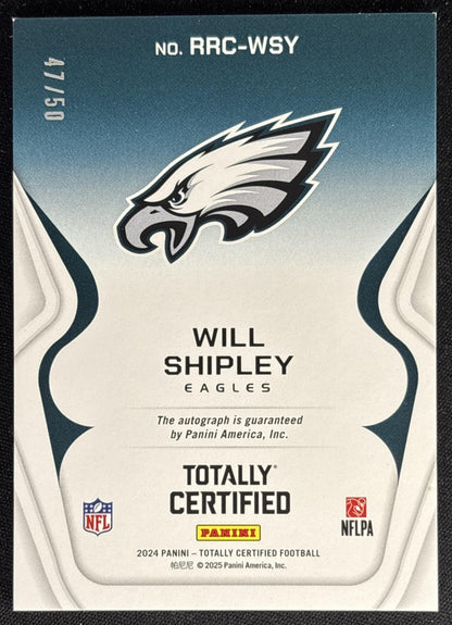 Will Shipley 2024 Totally Certified Rookie Roll Call Mirror Blue /50 Eagles