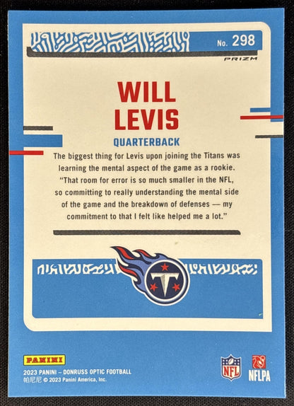 Will Levis 2023 Panini Donruss Optic Blue Scope Prizm Titans Football