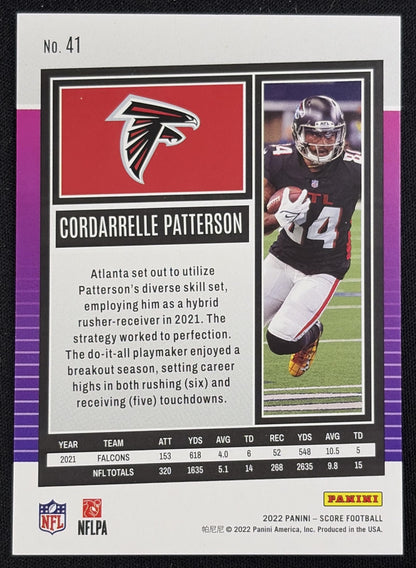 Cordarrelle Patterson 2022 Panini Score Dots Red /499 Falcons sports trading card back