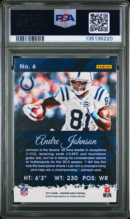 Andre Johnson 2015 Panini Gridiron Kings Red Framed PSA 10 Colts back
