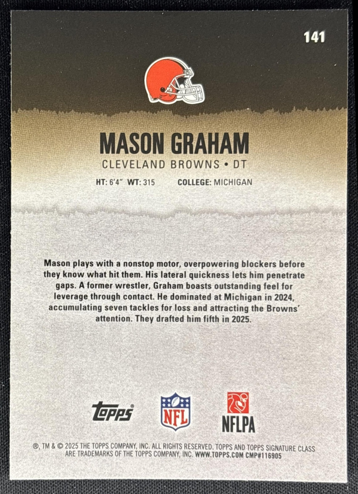 Mason Graham 2025 Topps Signature Class Chrome Rookie Browns Sports Trading Cards