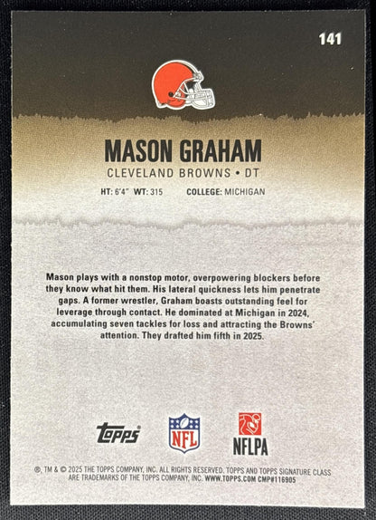 Mason Graham 2025 Topps Signature Class Chrome Rookie Browns Sports Trading Cards