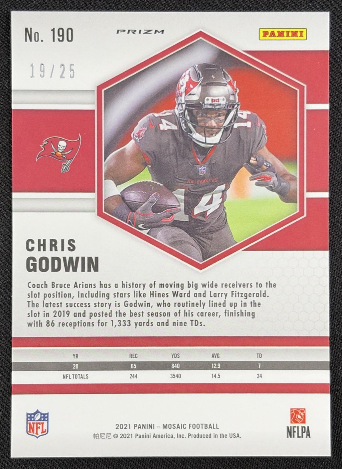 Chris Godwin 2021 Panini Mosaic Prizm Orange Fluorescent /25 Buccaneers