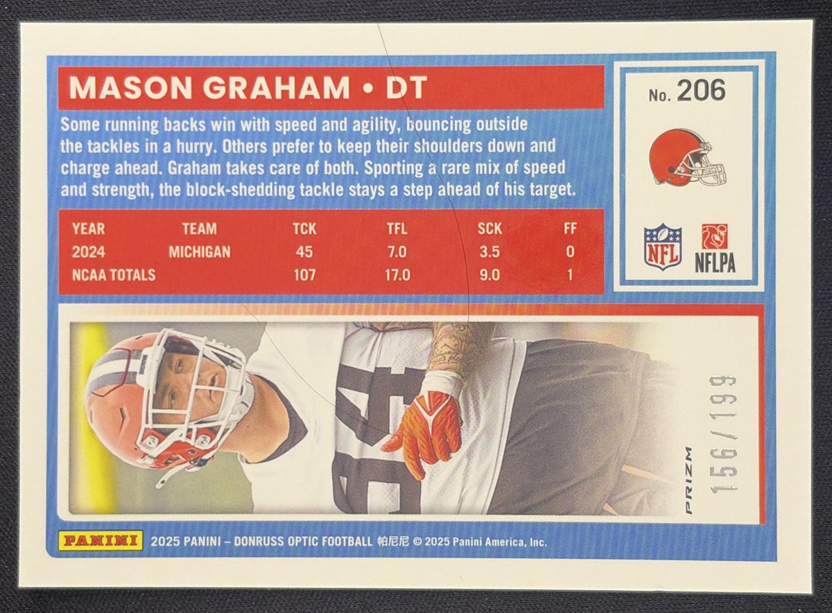 Mason Graham 2025 Panini Donruss Optic Rated Rookie Flex Prizm /199 Browns