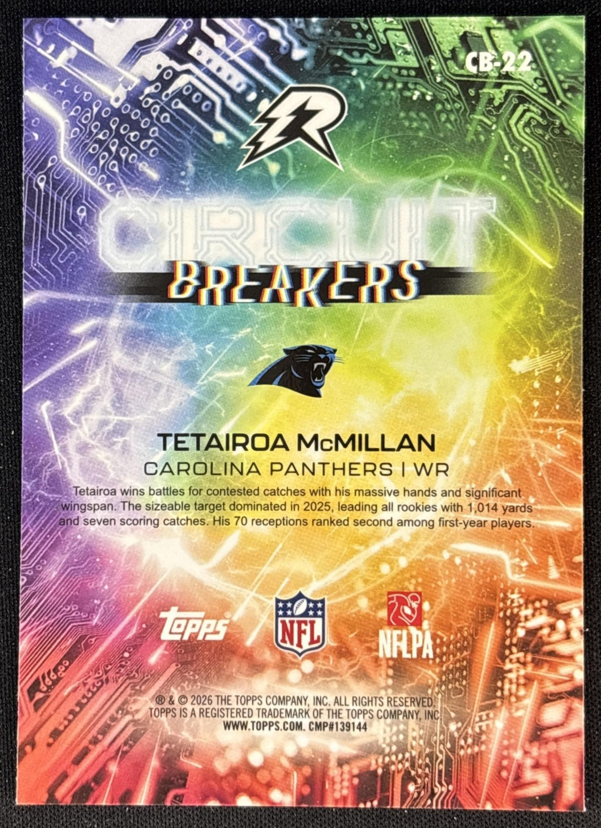 Tetairoa McMillan 2025 Topps Resurgence Circuit Breakers Panthers Carolina Panthers Sports Trading Cards