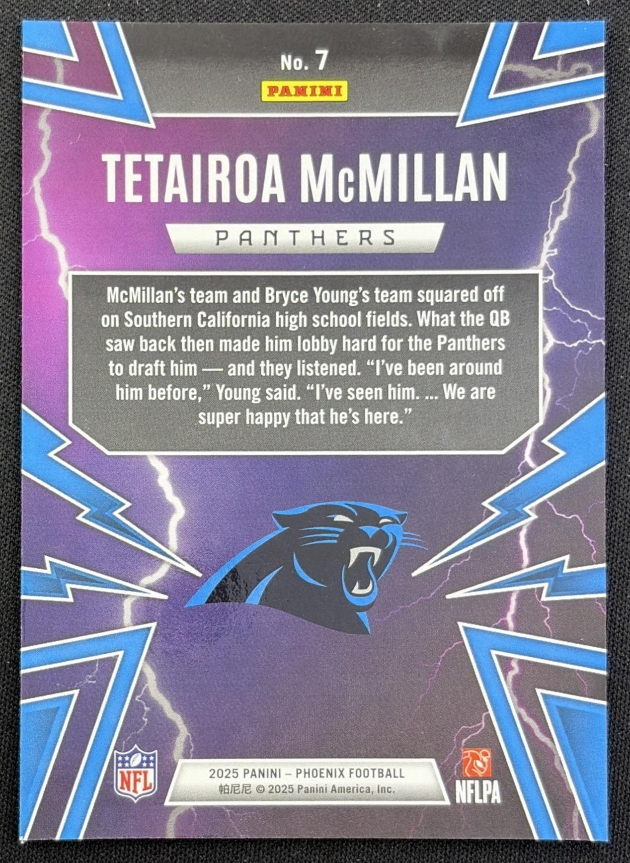 Tetairoa McMillan 2025 Panini Phoenix Thunderbirds Panthers