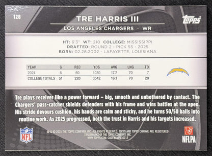 Tre Harris III 2025 Topps Chrome Black Chargers