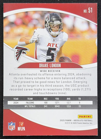Drake London 2025 Panini Absolute Spectrum Red /199 Falcons
