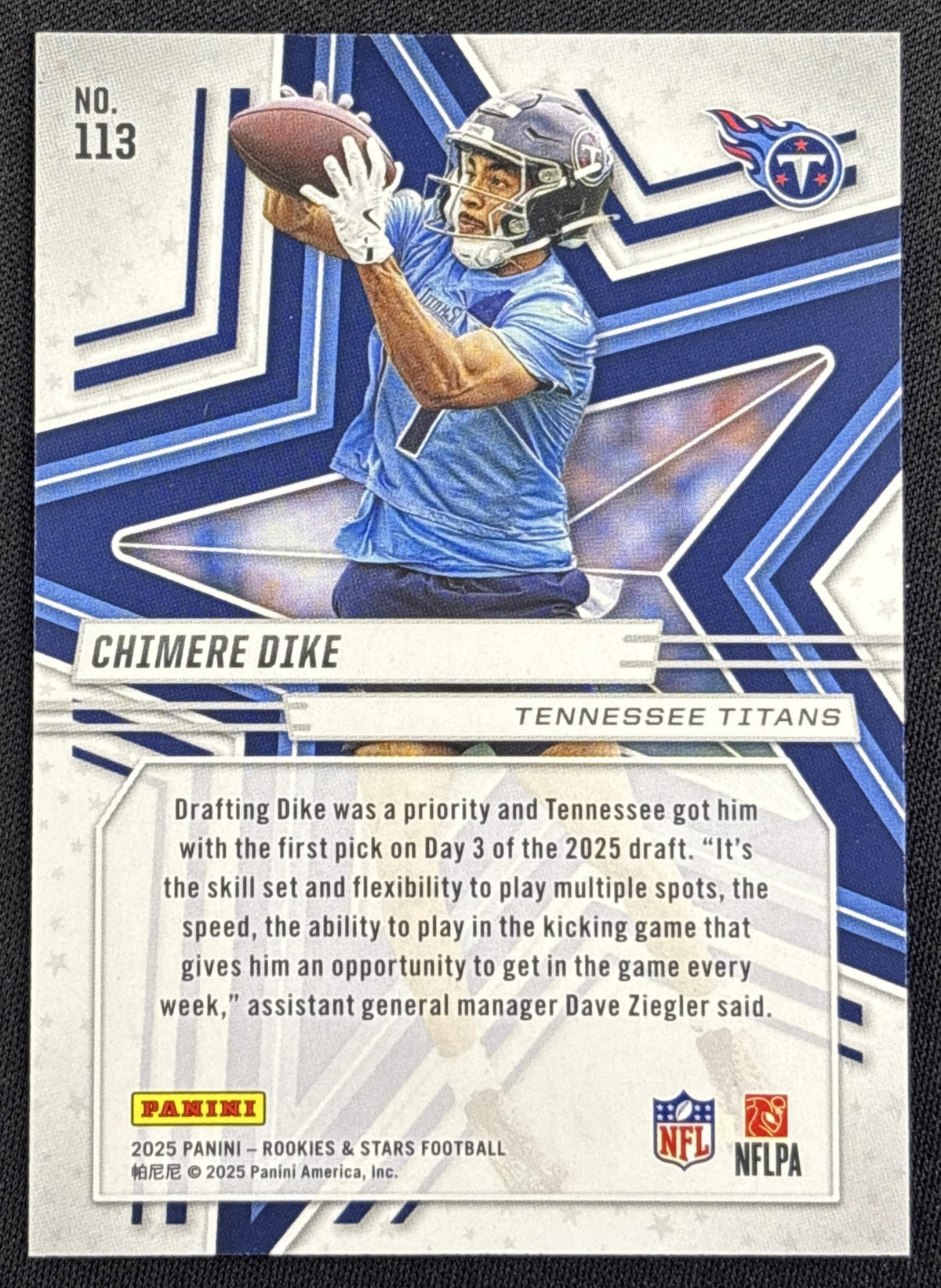 Chimere Dike 2025 Panini Rookies & Stars Orange /249 Titans Tennessee Titans